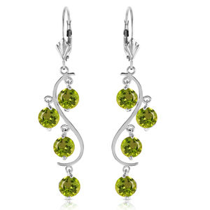14K. GOLD CHANDELIERS EARRING WITH PERIDOTS (White Gold)
